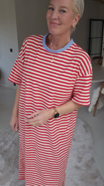 MIAMI striped maxi T-shirt dress red