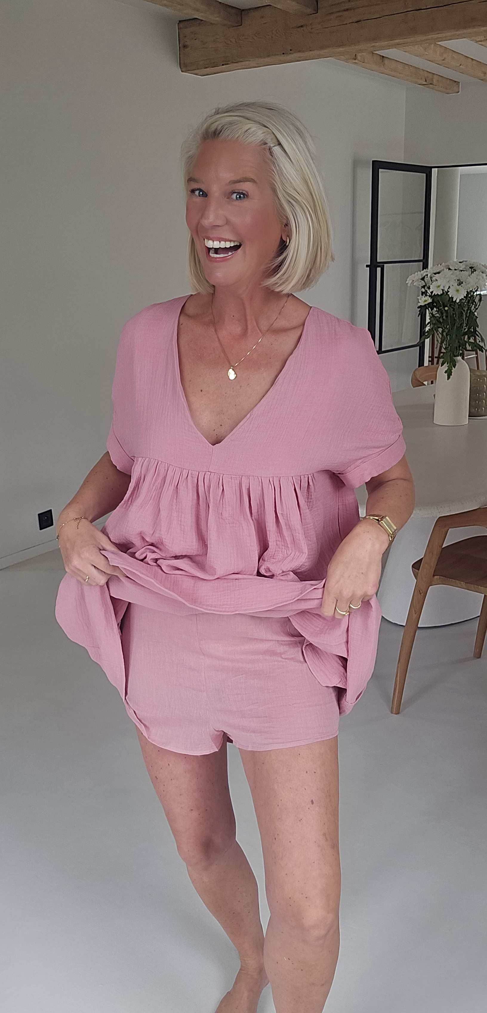 LOTJE tetra playsuit dress soft old pink