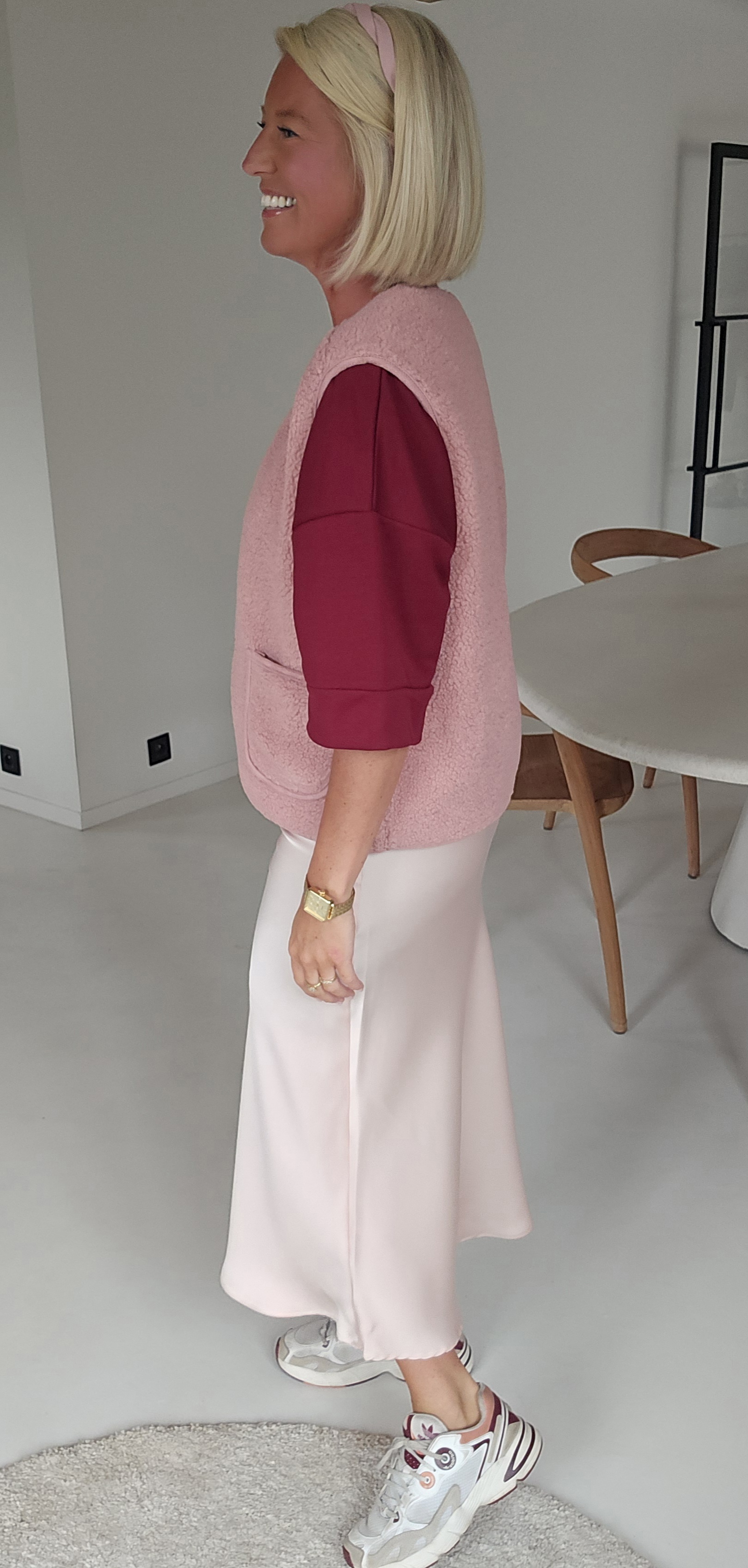 MADIE satin maxi skirt blush