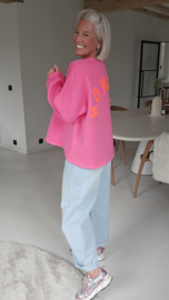 DOGMOM fleece sweatshirt fuschia orange