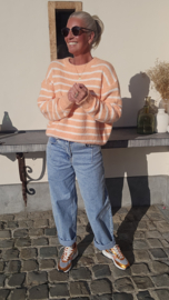 CANDY STRIPE soft knit orange ecru