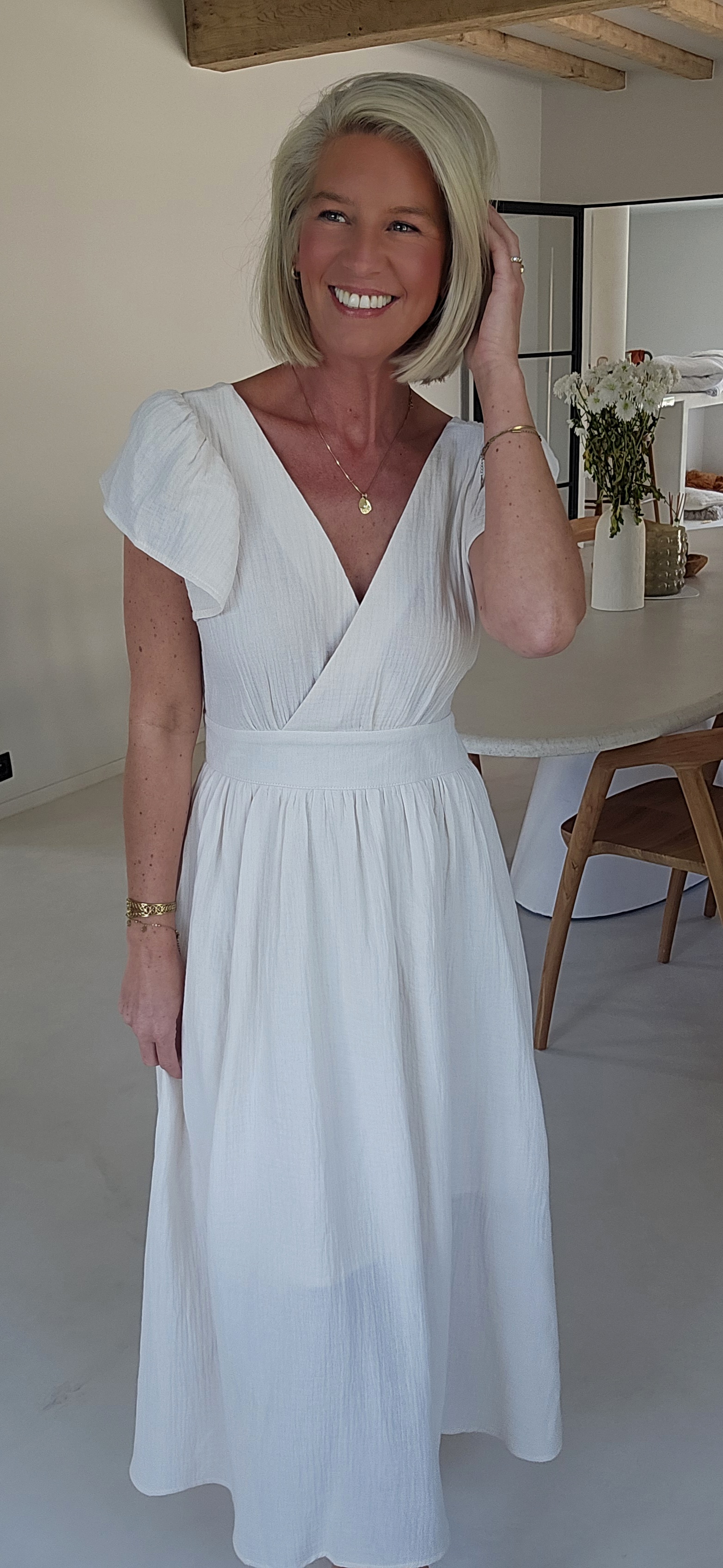 SAMANTE maxi tetra dress ecru