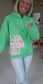ALL YOU NEED IS LOVE hoodie green