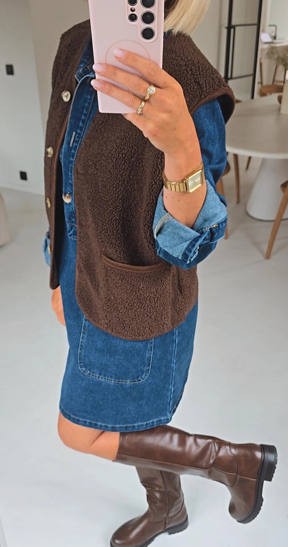 MELIA sleeveless teddy jacket chocolat