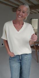BRIA short-sleeved v-neck sweatshirt cream