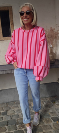 LUCIA striped cotton sweatshirt pink