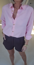 ALIA cotton shirt pink golden buttons