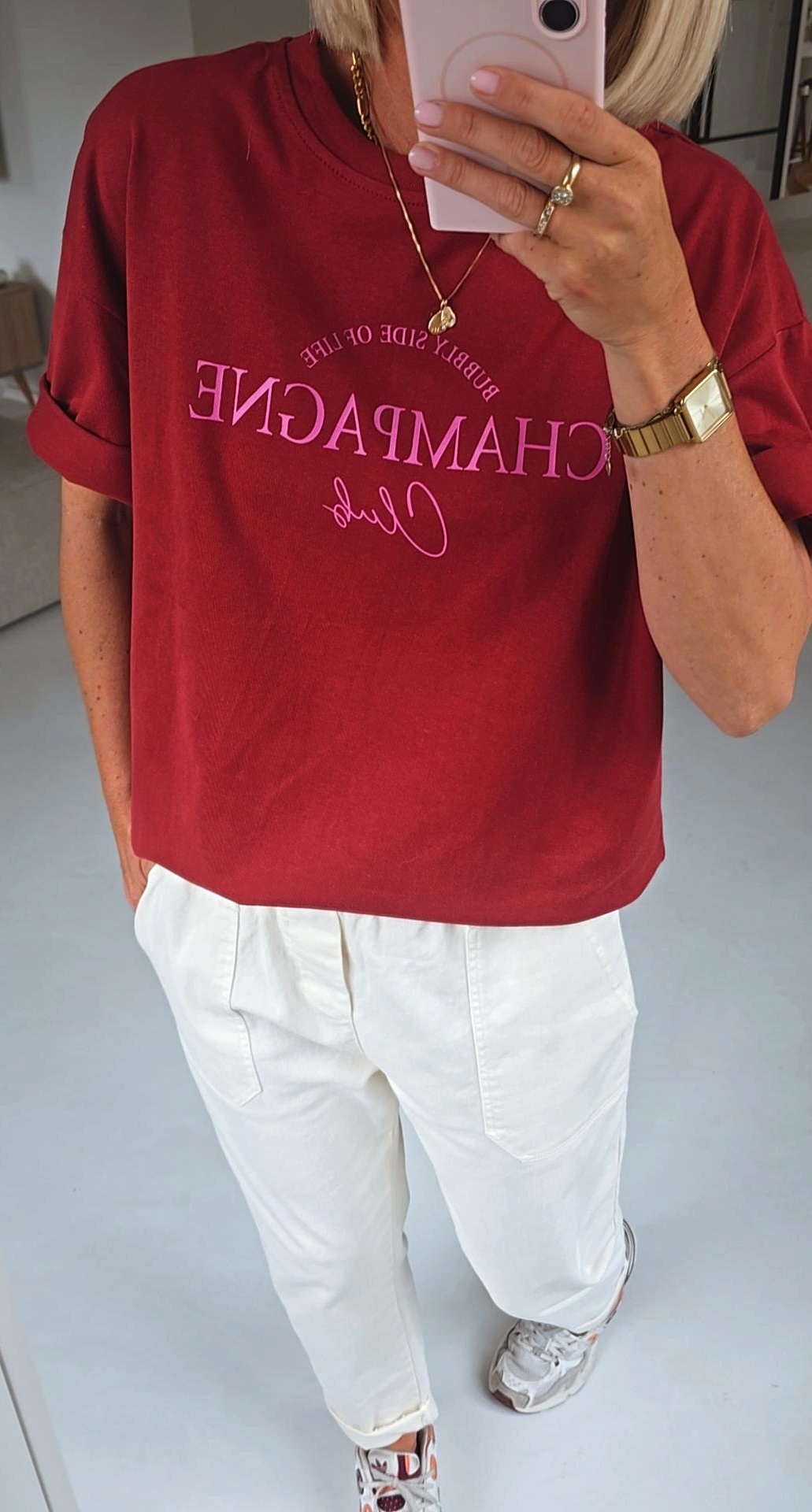 CHAMPAGNE CLUB cotton tee burgundy