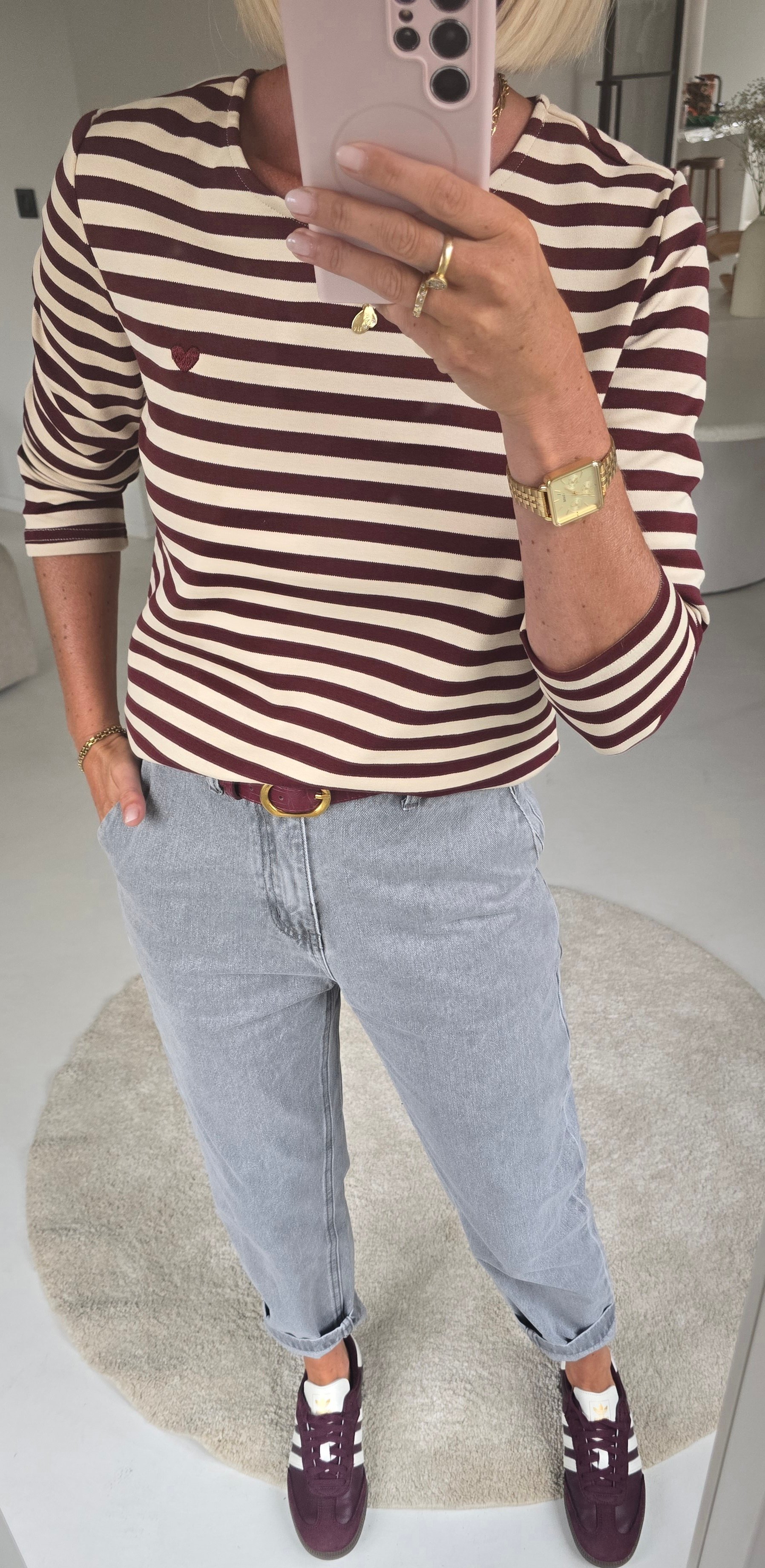 HEART striped longsleeve burgundy