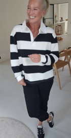 ANTJE striped polo sweatshirt black white
