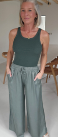 SALLI satin loose pants khaki