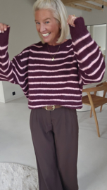 KARA striped knip burgundy blush