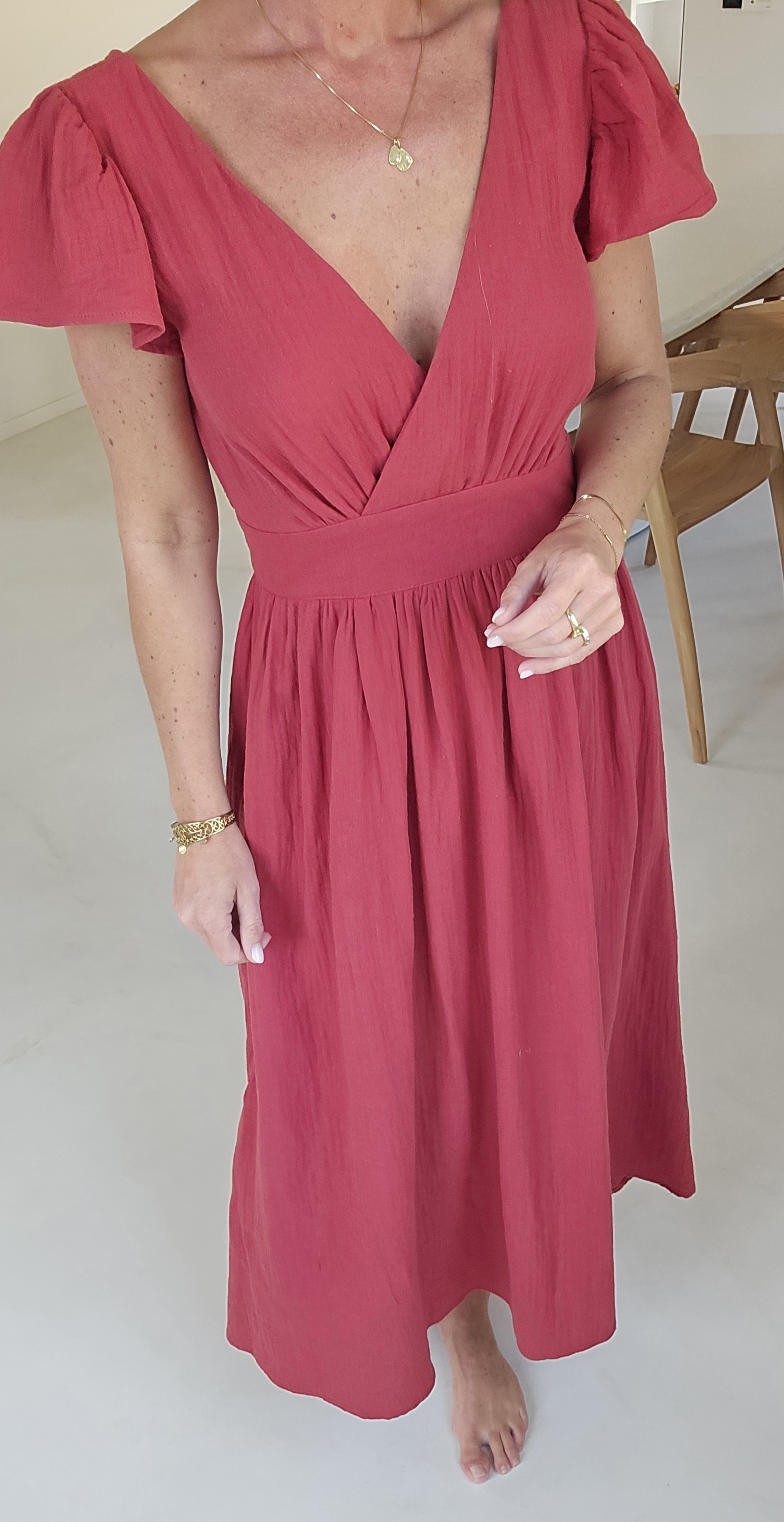 SAMANTE maxi tetra dress brick