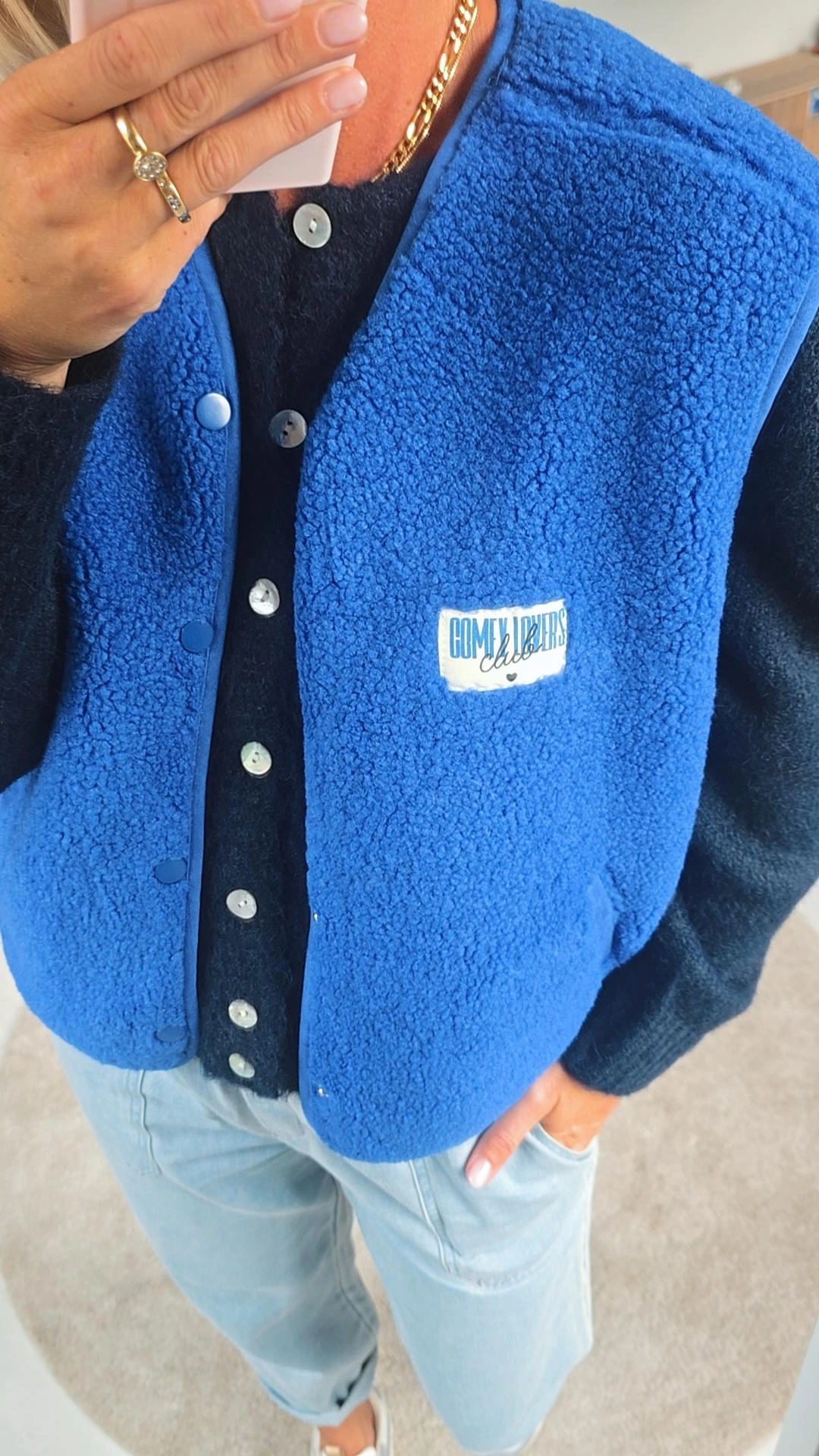 SIL 2 sleeveless teddy jacket kobalt blue