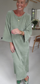 MANDU soft velvet maxi dress olive
