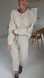 VERO soft velvet jogger set soft beige