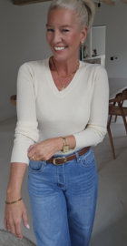 MILIA v-neck basic knit ecru