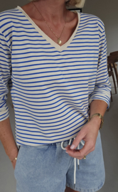 SOPHIA striped v-neck longsleeve royal blue