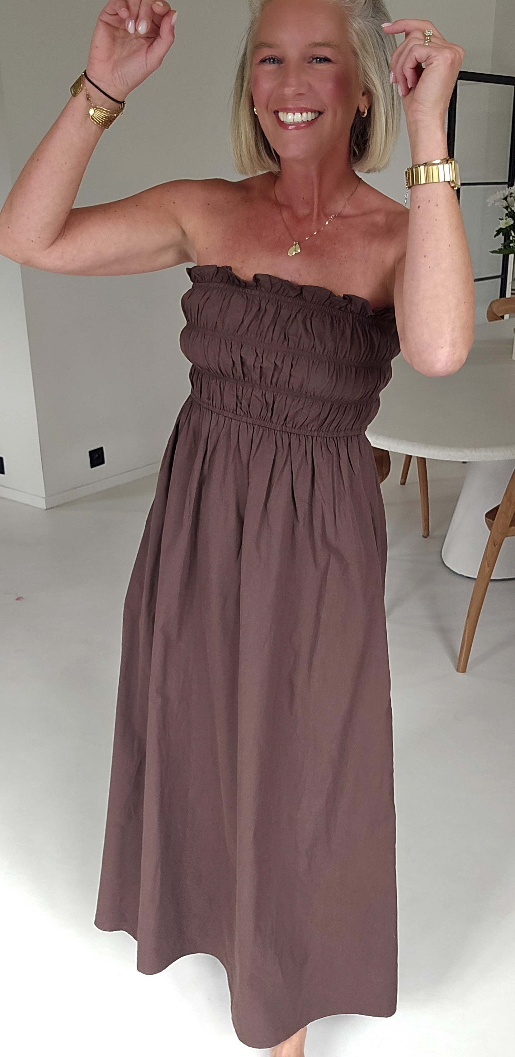 BENTHE bustier dress chocolate