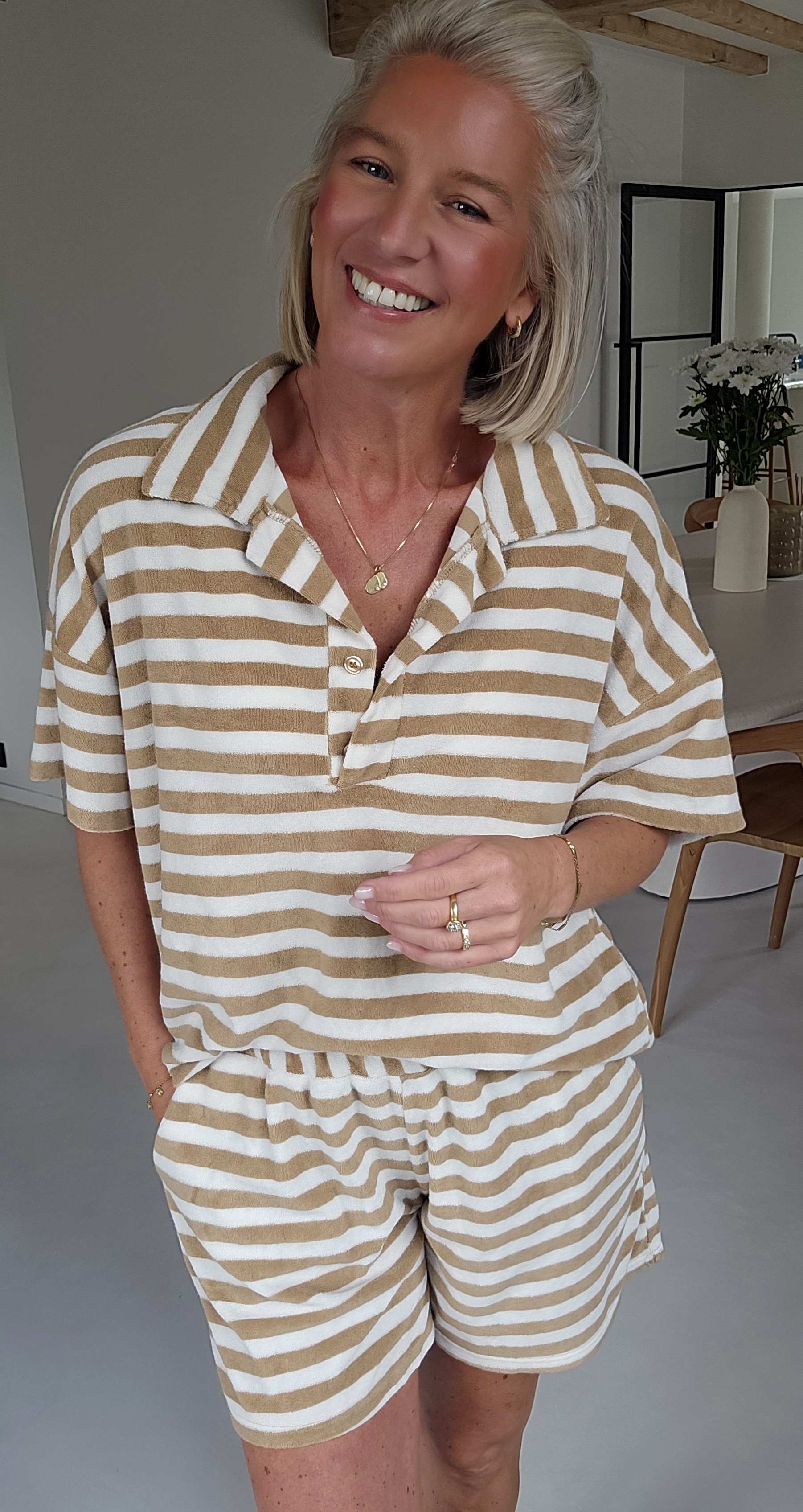 TITINE striped terry set camel