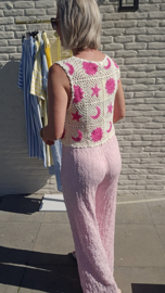 MOON AND STARS crochet cardigan fuschia