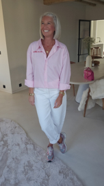 OUT OF THE OFFICE striped shirt pink