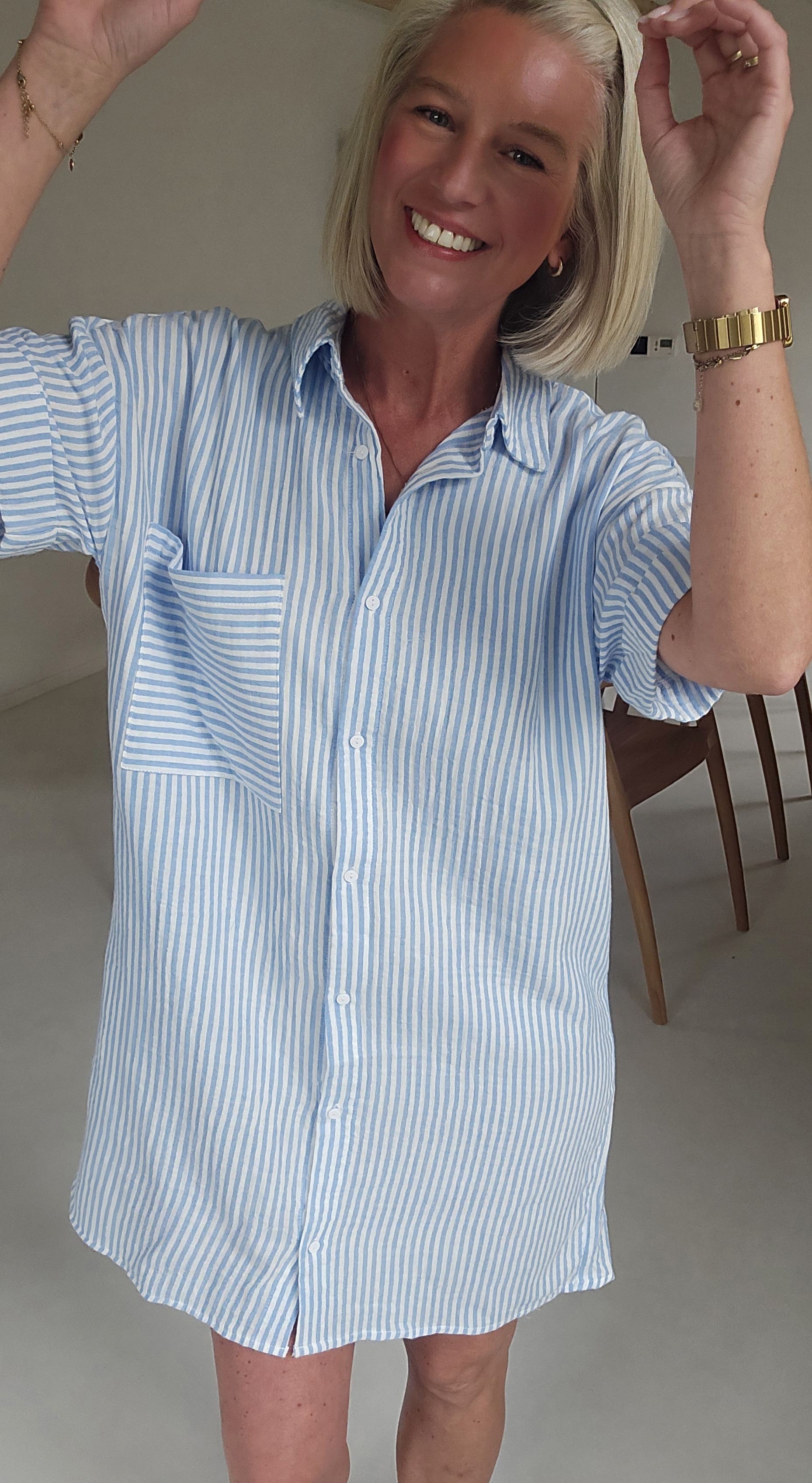 JILDI tetra shirt dress striped blue