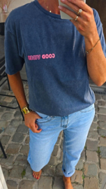 GOOD VIBES cotton T-shirt washed navy