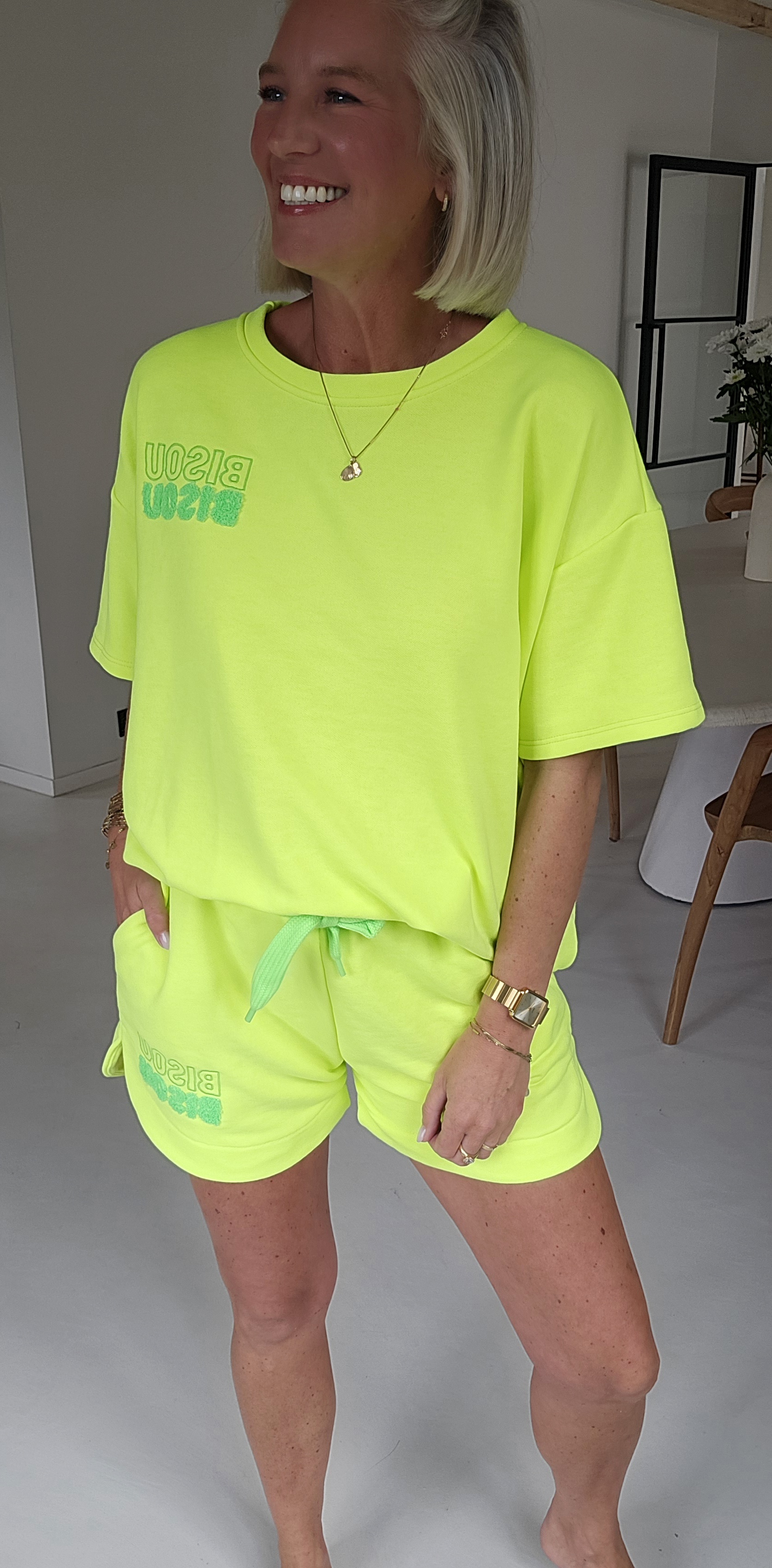 BISOUS sweatshirt set neon yellow