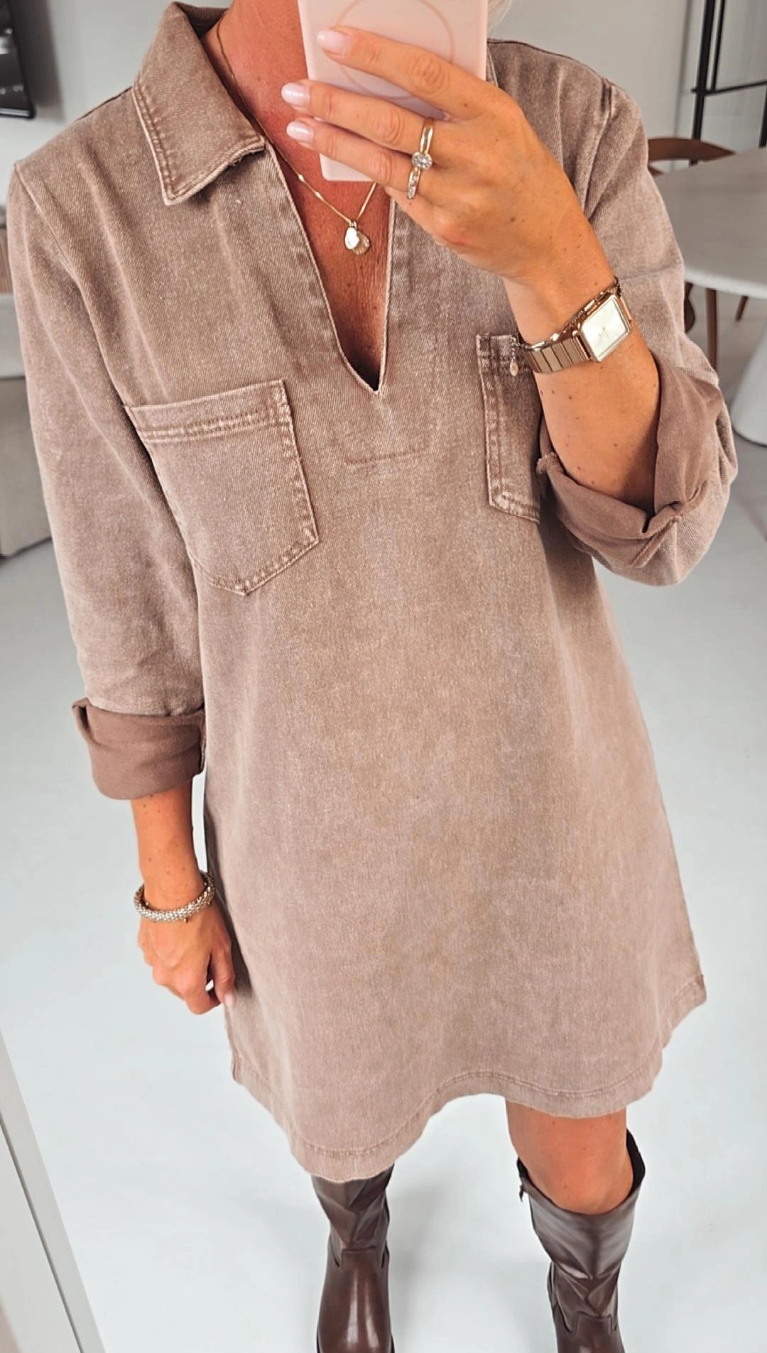 THE PERFECT JEANS 2 longsleeve dress coffee