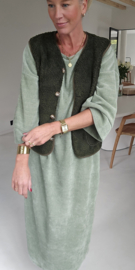 MANDU soft velvet maxi dress olive