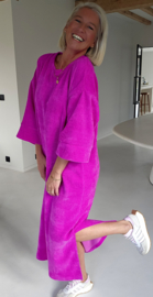 MANDU soft velvet maxi dress neon fuschia