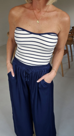 SALLI satin loose pants navy