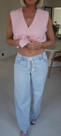 MEREL wide leg jeans soft blue drawstring