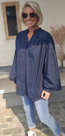 VINIE oversized cotton blouse navy