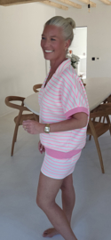 ELLIE striped set neon pink