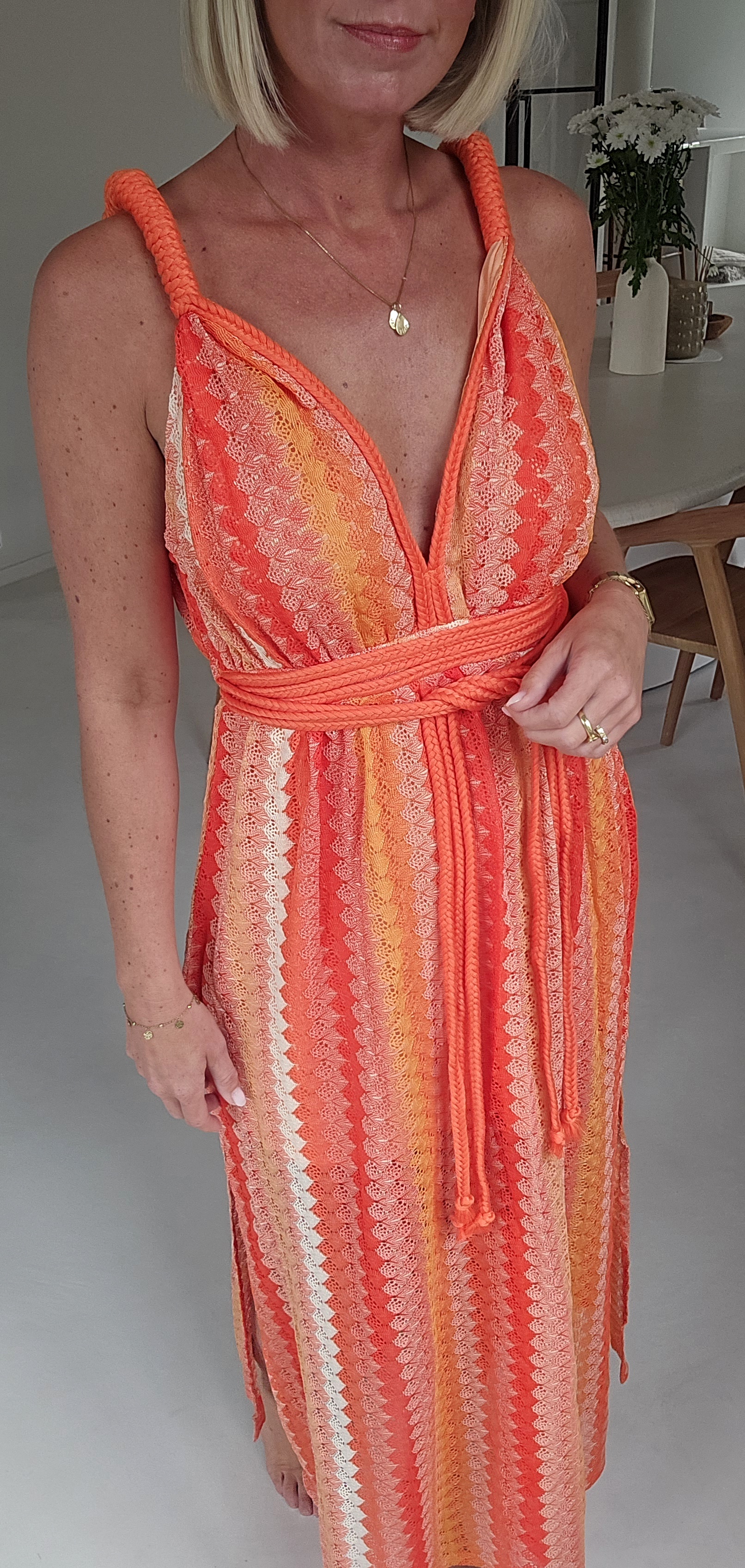CANDICE 2 maxi crochet dress orange