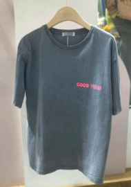 GOOD VIBES cotton T-shirt washed grey