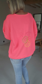 HAPPY LIFE sweatshirt neon pink (with key ring)