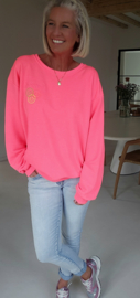 HAPPY LIFE sweatshirt neon pink (with key ring)
