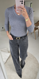 REVI wide leg jeans washed black tall line