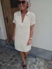 THE PERFECT JEANS 2 short-sleeved dress beige