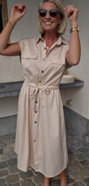FEMKE maxi satin shirt dress champagne