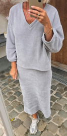 MANDA velvet set soft grey