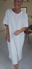 MANDIE soft velvet maxi dress white