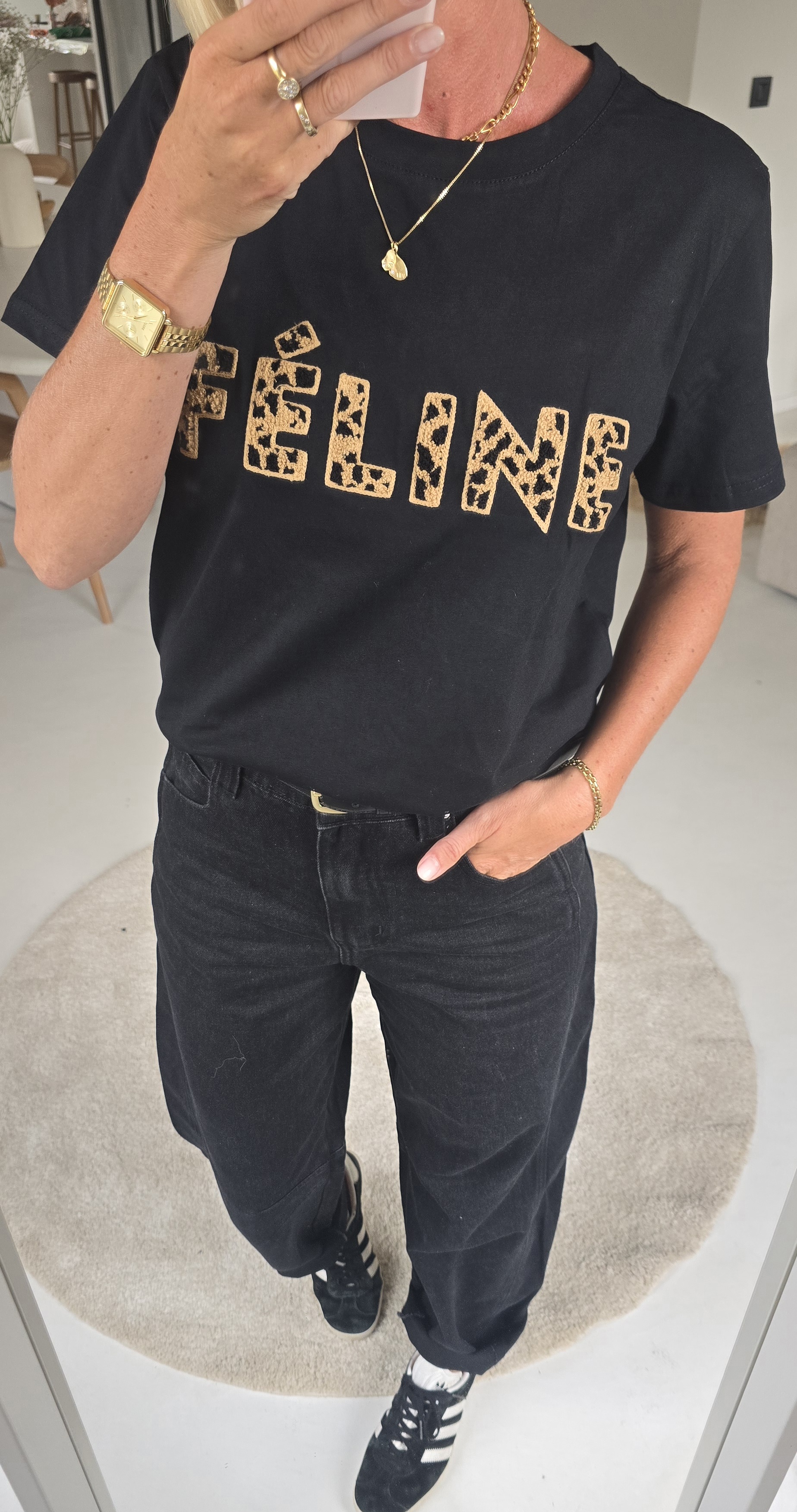 FÉLINE cotton T-shirt black