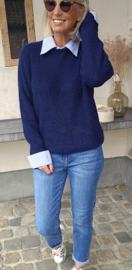 SILA striped shirt knit melêe navy