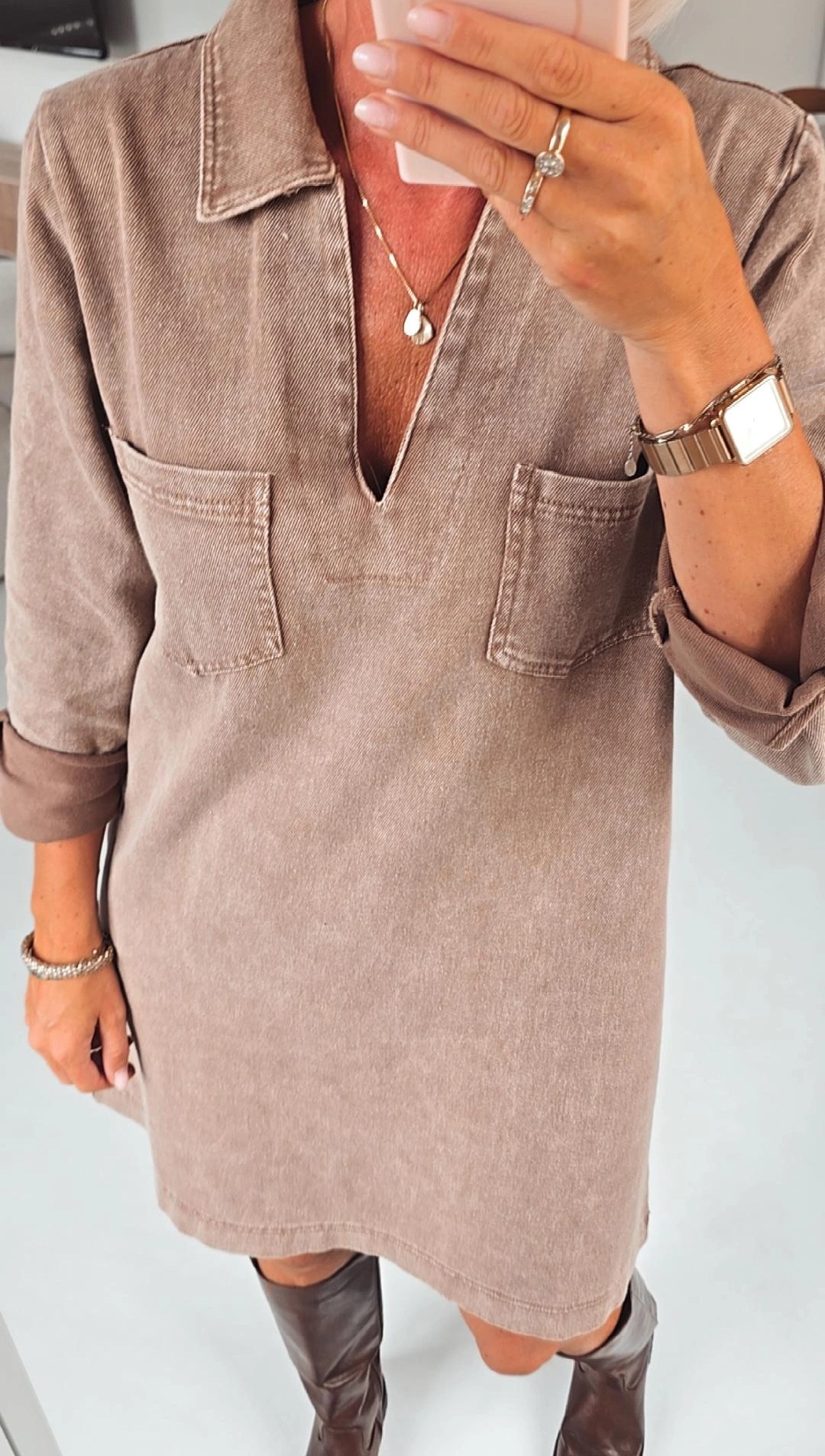 THE PERFECT JEANS 2 longsleeve dress coffee