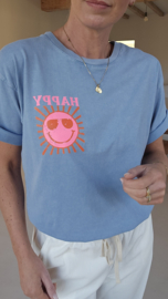 HAPPY cotton T-shirt blue