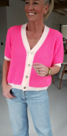 BESS short-sleeved cardigan neon fuschia